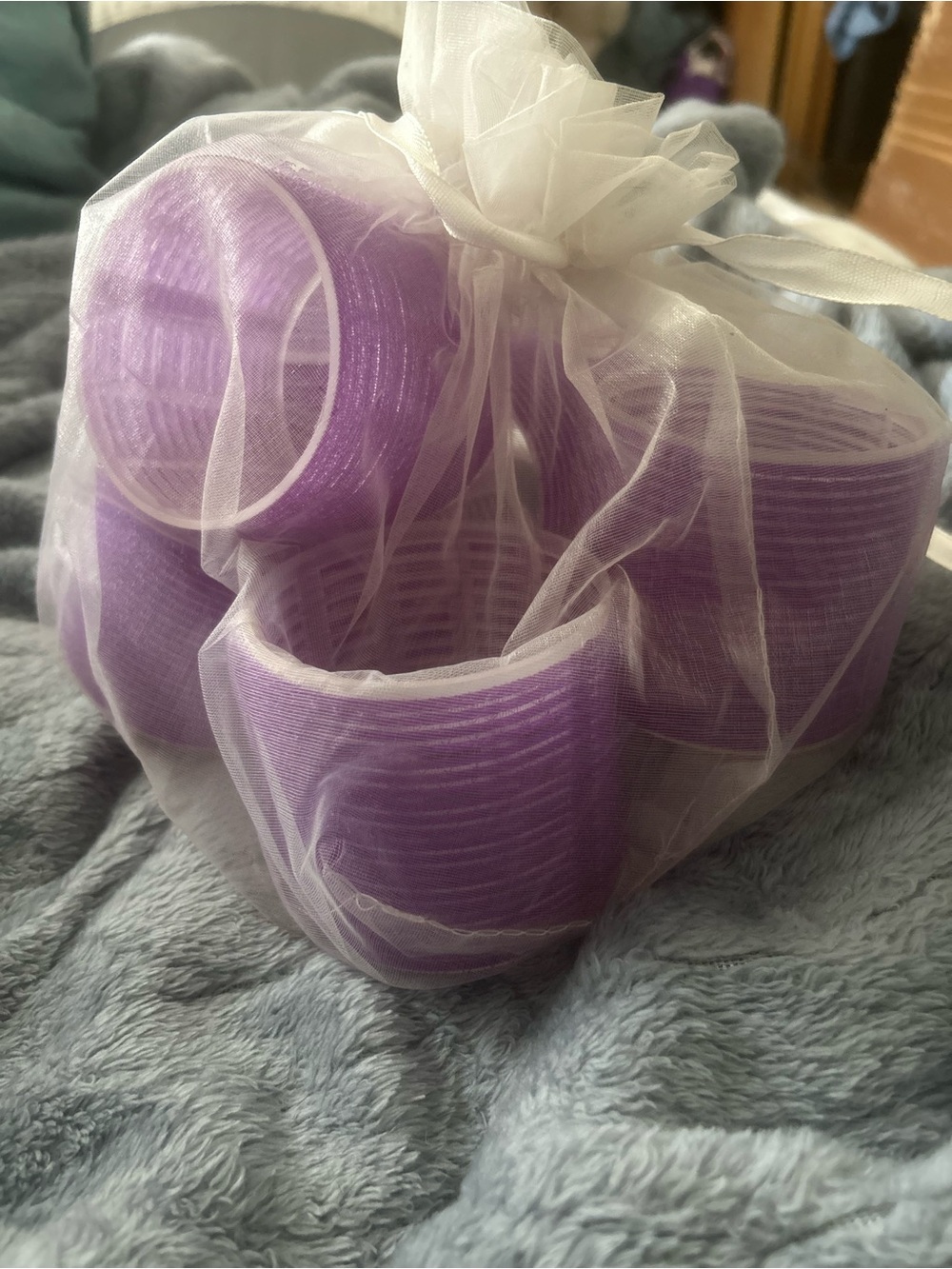 Set of 6 Purple Self-Adhesive Hair Rollers